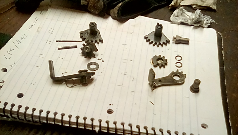 LEFT: old gears. RIGHT: new gears. Lock barrel gears shown at top of pic